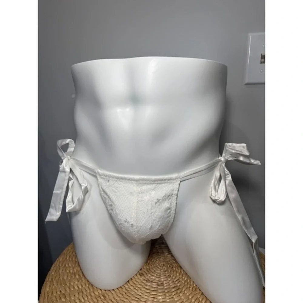 Cosabella Men's Italian Tie Thong Moon Ivory Never Say Never Lace Underwear L